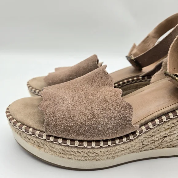 Crown Vintage Daffodil Brown Suede Espadrille Wedge Sandals Size 7.5 - Picture 4 of 16